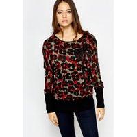 Batwing Sleeve Leopard Print Jumper