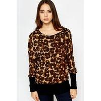 Batwing Sleeve Leopard Print Jumper