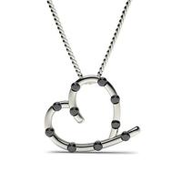 Bar Setting Black Diamond Heart Pendant