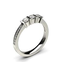 Bar Setting Studded Three stone Ring