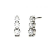 Bar Setting Round Diamond Journey Earrings