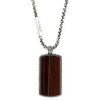 Baldessarini Oxydised Sterling Silver Tigers Eye 70cm Mens Necklace