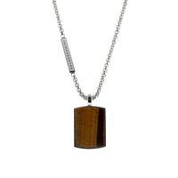 baldessarini rhodium sterling silver tigers eye 55cm mens necklace