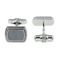 Baldessarini Sterling Silver Hematite Patterned Mens Cufflinks