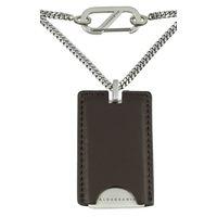 Baldessarini Oxydised Sterling Silver Brown Leather 70cm Mens Necklace