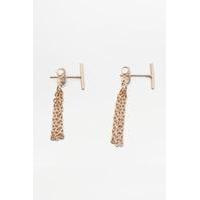 Bar and Chain Front-to-Back Earrings, GOLD