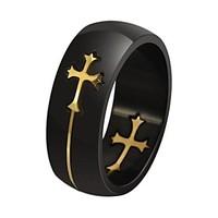 Band Rings Love Personalized Stainless Steel Gold Plated Cross Jewelry Gold/Black Silver/Black Jewelry ForWedding Party Gift Daily Casual