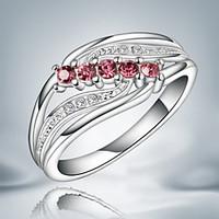 Band Rings Sterling Silver Zircon Cubic Zirconia Fashion Statement Jewelry Pink Jewelry Party 1pc