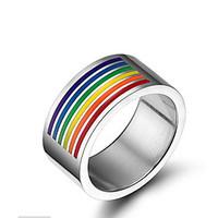 Band Rings Fashion 316LTitanium Steel Ring Casual 1pc Rainbow Rings Jewelry for Men and Women Christmas Gift