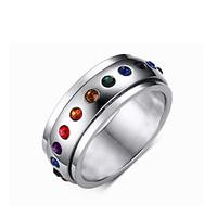 Band Rings Rotatable Diamond 316LTitanium Steel Ring Rainbow Rings Jewelry for Men and Women Christmas Gift