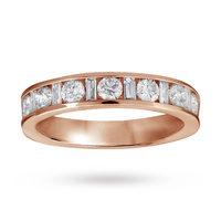 Baguette and brilliant cut 1.00 carat total weight diamond half eternity ring in 18 carat white gold