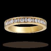 Baguette and brilliant cut 0.50 carat total weight diamond half eternity ring in 18 carat yellow gold