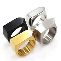Basic Square Classic Stainless Steel Ring Geometric Jewelry For Halloween Gift Christmas Gifts 1 pc