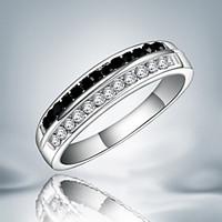 Band Rings Sterling Silver Cubic Zirconia Simulated Diamond Fashion Statement Jewelry Black/White Jewelry Party 1pc