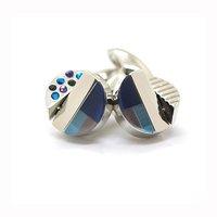 Babette Wasserman Rotary Blue Cats eye Cufflinks