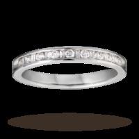 Baguette and brilliant cut 0.25 carat total weight diamond half eternity ring in 18 carat white gold