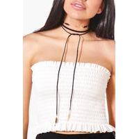 Bar Chain And Tie Cord Choker Set - gold
