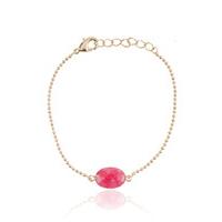 Barrucci-Bracelets - Armband Jade Fuchsia Ovaal - Gold