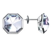Baccarat Silver Clear Crystal Octagon Stud Earrings 2611983