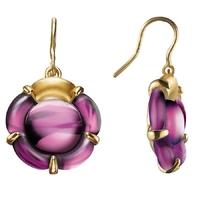 Baccarat B Flower Gold Plated Purple Crystal Flower Earrings 2803383