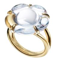 Baccarat B Flower Gold Plated Clear Crystal Flower Ring 2803459