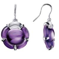 Baccarat B Flower Silver Purple Crystal Flower Earrings 2803381