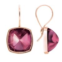 Baccarat Medicis Gold Plated Pink Crystal Square Drop Earrings 2802973