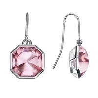 Baccarat Sterling Silver Pink Crystal Octagon Earrings 2611978