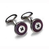 Babette Wasserman Enamel Button Purple Cufflinks