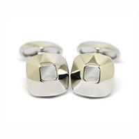 Babette Wasserman Bullion Mother Of Pearl Cufflinks