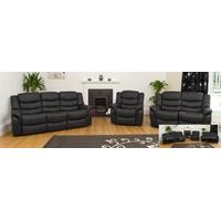 BB8849L Black Bonded Leather 3+2+1 Recliner Sofa Suite