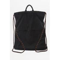 BDG Nylon Drawstring Black Backpack, BLACK