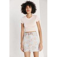 bdg floral print denim mini skirt blue