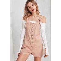 bdg andy button front tie strap dungarees pink