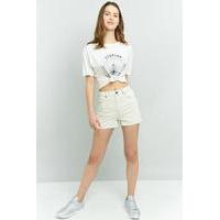 BDG Mom Ecru High Rise Denim Shorts, WHITE