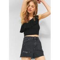 BDG Black Destroyed Mom Denim Shorts, BLACK