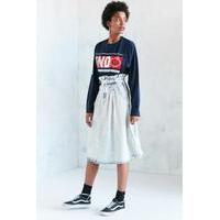 bdg alabama acid wash paperbag denim midi skirt blue