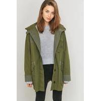 bdg belted hooded khaki parka khaki