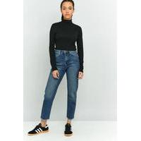 bdg dark vintage wash raw hem mom jeans indigo