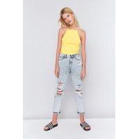 BDG Destroyed Acid Wash Mom Jeans, LIGHT BLUE