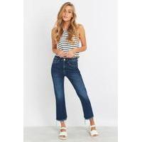 bdg dark vintage blue raw edge kick flare jeans light blue