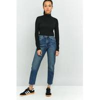 BDG Dark Vintage Wash Raw Hem Mom Jeans, INDIGO