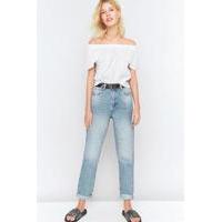 bdg stone bleach mom jeans light blue