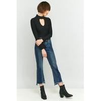 bdg stepped hem seamed kick flare jeans light blue