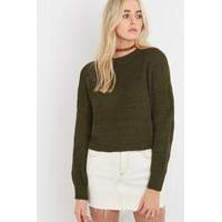 BDG Waffle Knitted Fisherman Jumper, KHAKI