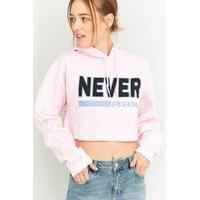 BDG Never Forever Cropped Pink Hoodie, PINK