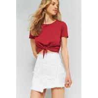 BDG Knot-Front Cropped T-Shirt, MAROON
