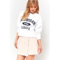 BDG Michigan Splice Sweatshirt, WHITE