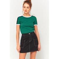 BDG Striped Sporty Round Neck T-Shirt, GREEN