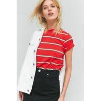 BDG Red Striped Washed T-Shirt, RED